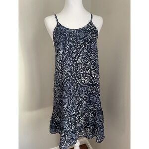 Abercrombie & Fitch Women M Dress Blue Cami Mini Shift Ruffles Flowy Beach Cover